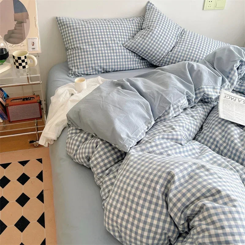 Decorbites™ Japanischer Stil Baumwollbedrucktes 4-teiliges Bettwäsche-Set mit beidseitigem Design