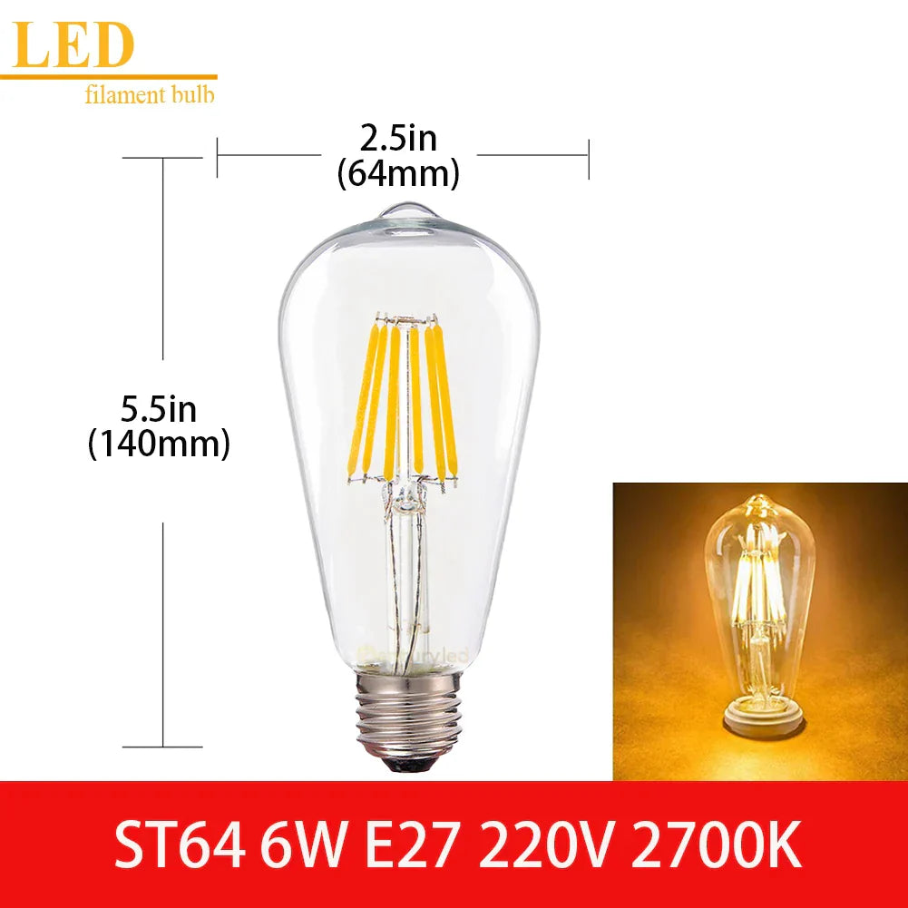 Decorbites™ LED-Filamentlampe Klarer Glas T16 A19 ST64 Dimmbare Vintage-Lampe