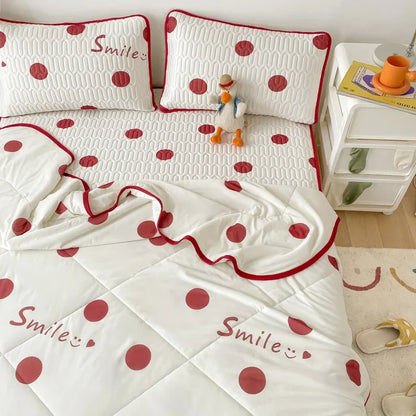 DecorBites™ Double-Sided Cool Comforter Set: Ice Silk Duvet, Fitted Sheet, Pillowcase