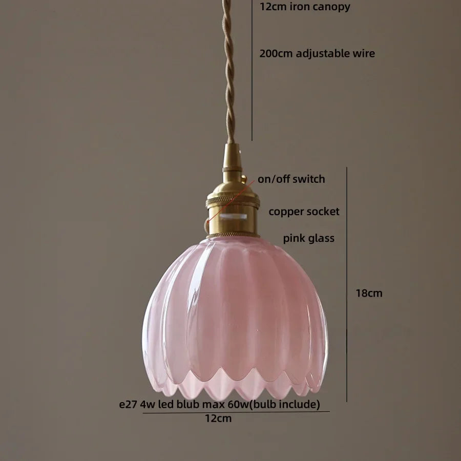 DecorBites™ Green LED Pendant Light Fixture Glass Japan Style Hang Lamp