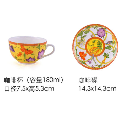 Decorbites™ Elegantes Schmetterlings-Set für Küchenutensilien: Kaffeetasse, Untertasse, Kaffeekanne, Sahnekännchen, Zuckerdose, Teller, Tortenteller