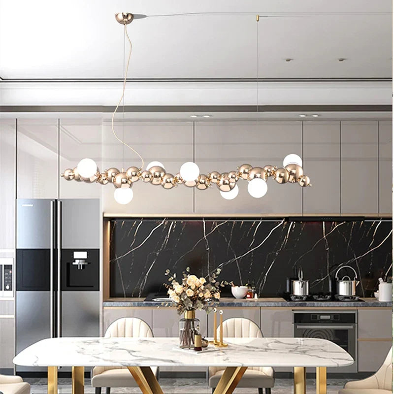 Nordic LED Pendant Lamp Gold 9-Head Elongated