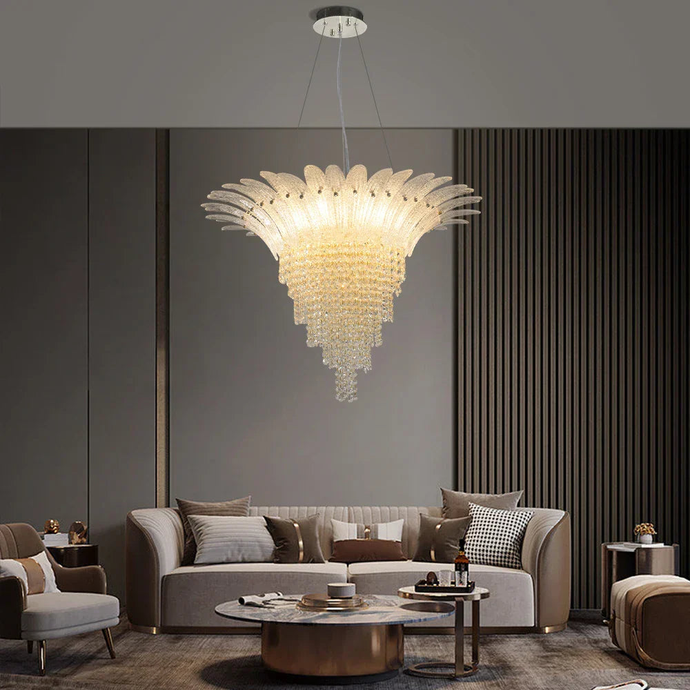 Gold LED Chandelier Light Dia85cm Living Room