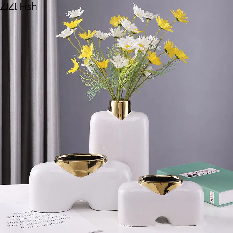Gold Ceramic Desk Vase