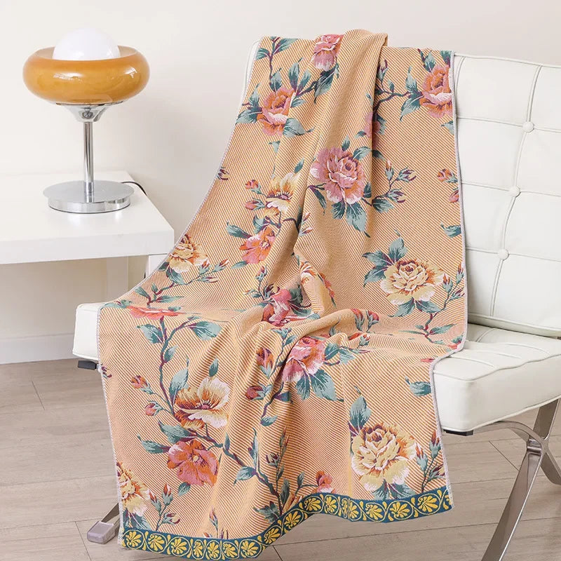 Decorbites™ Baumwolltuch - Boho-Blumenmuster - Saugfähig & Schnelltrocknend - Große Größe 80x160 cm