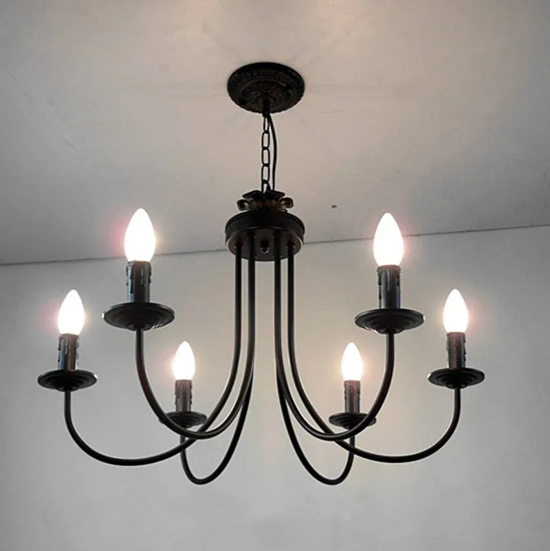 Decorbites™ Schwarze gebogene Arm LED-Kronleuchter: Klassische schmiedeeiserne Kerzenbeleuchtung