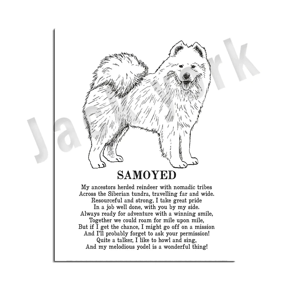 Decorbites™ Hunderassens-Gedichtposter-Sammlung: Vizsla, Pomeranian, Manchester Terrier und mehr