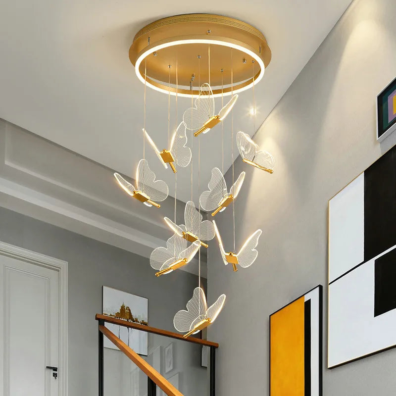 Decorbites™ Gold-LED-Schmetterlingsanhängerleuchten für Zuhause, Treppenhaus, Wohnzimmer, Schlafzimmer-Kronleuchter