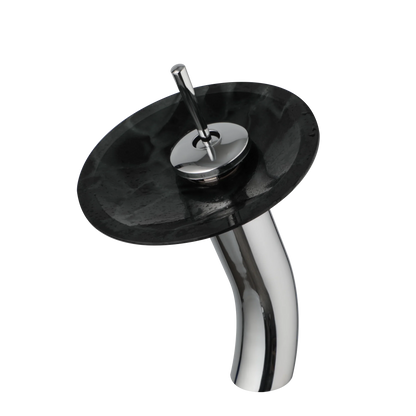 Decorbites™ Glas-Schaukel-Griff-Waschbeckenarmatur, Wasserfall-Mischbatterie, Chrom-Finish