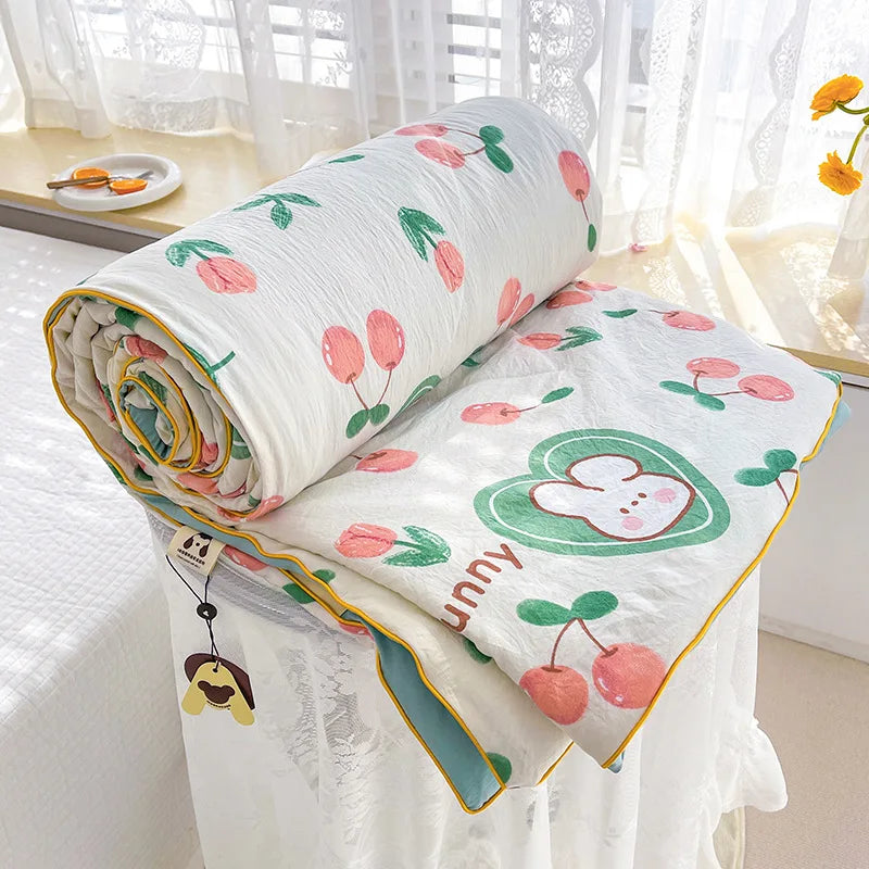 DecorBites™ Double Layered Soya Fibre Filling Quilt: Soft, Breathable, Grade A Maternal and Child Comforter