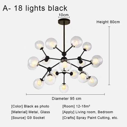 DecorBites™ Glass Ball Pendant Chandelier for Living Room Bedroom Dining Room