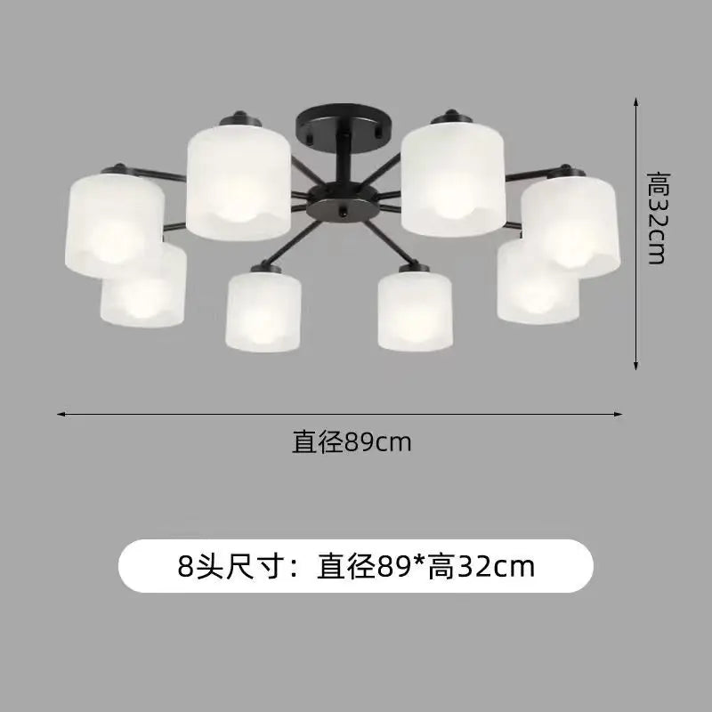 Black Gold Ceiling Chandelier 8-Head 89cm