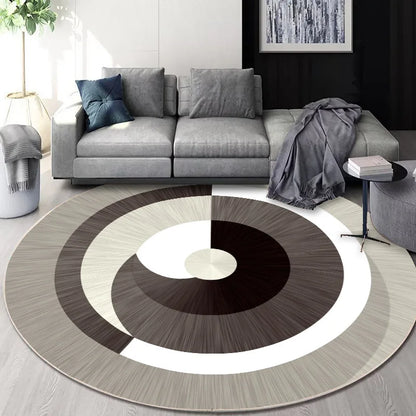 Decorbites™ Rundes Geometrisches Kaschmir-Bodenmatte für das Wohnzimmer, Fleckenresistent & Leicht zu Reinigen
