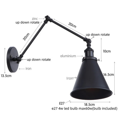 DecorBites™ LED Long Arm Wall Lamp with Pull Chain Switch for Home Hotel Bathroom