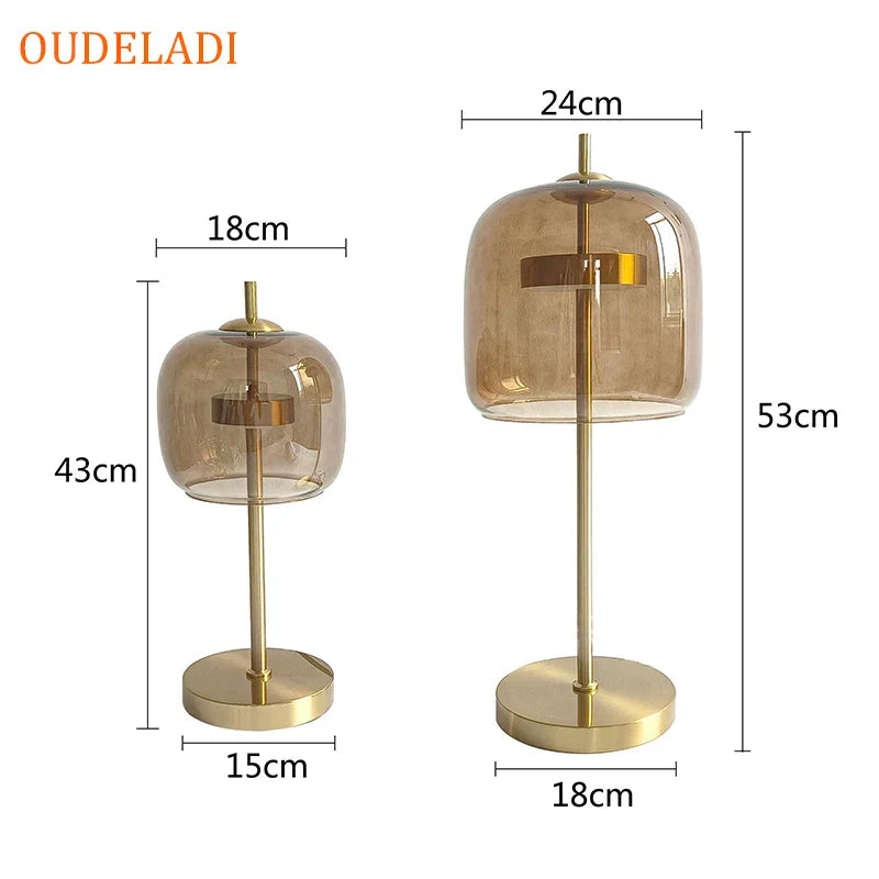 Gold Glass Desk Lamp Dia24cm For Workspace