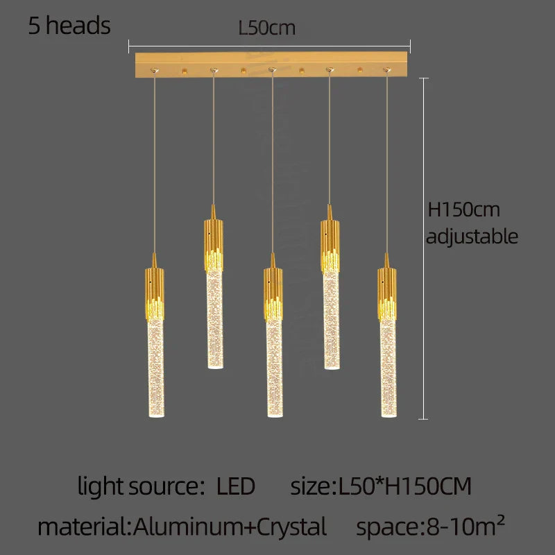 Gold Crystal Kitchen Chandelier 8-Head Design