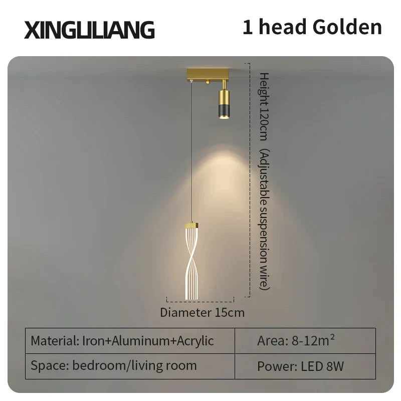 DecorBites™ Golden Pendant Chandelier for Bedroom & Living Room Décor
