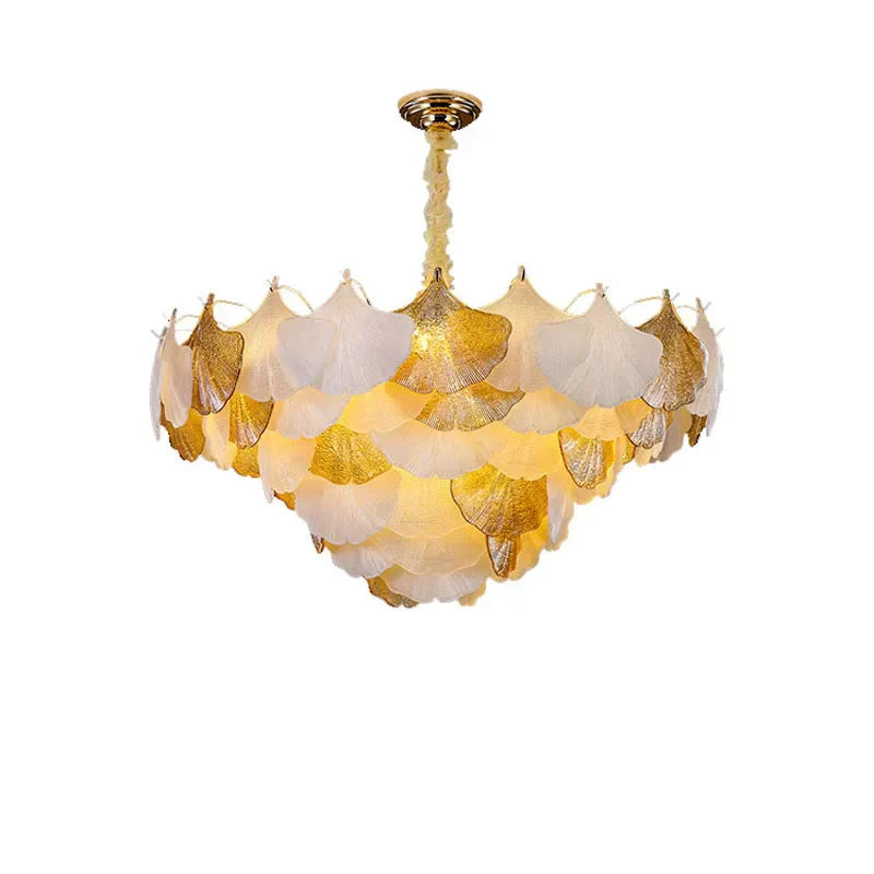 DecorBites™ Ginkgo Gold LED Chandelier Fixture for Living Room