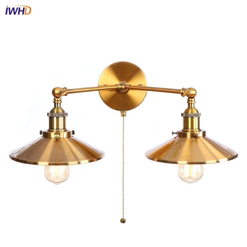 Decorbites™ Gold Vintage 2-Kopf-Industrie-LED-Wandleuchten für die Heimdekoration