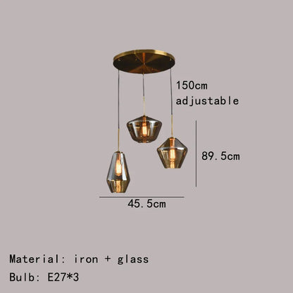 DecorBites™ Gray Amber Glass Pendant Lamp for Home and Office Lighting