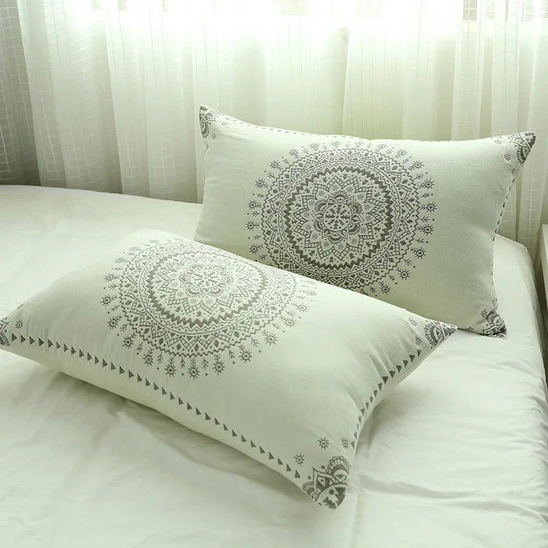 Decorbites™ Japanische Baumwoll-Einzelbettüberwurf mit Kissenhandtuch - Design mit Blumen und Vögeln