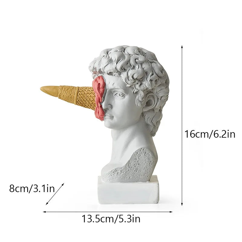 DecorBites™ Horse Head with Ice Cream Statue Modern Art Ornament Sculpture