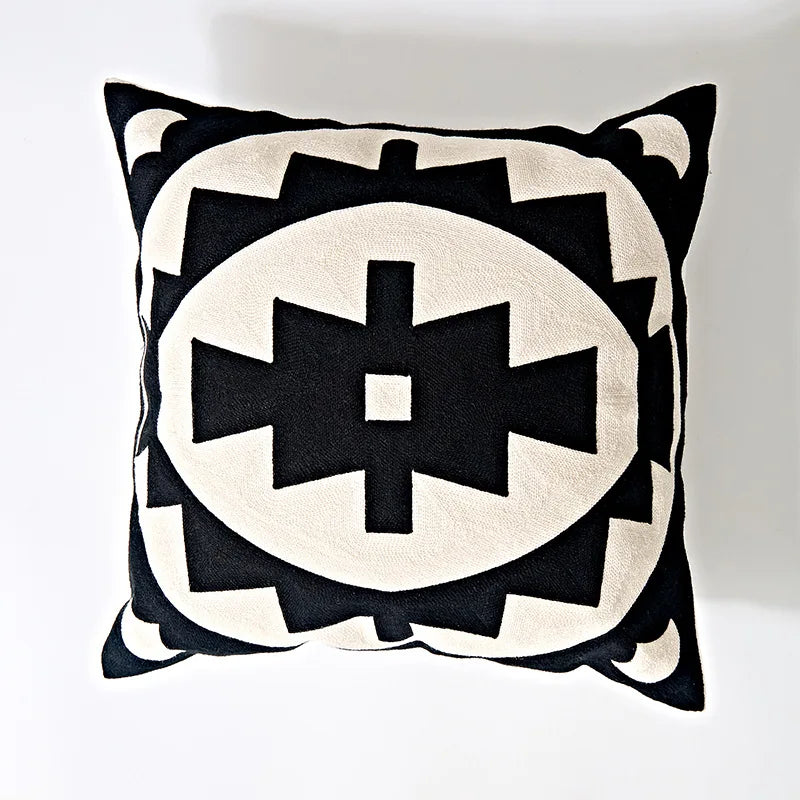 Decorbites™ Geometrisches Stickerei Kissenbezug 45x45 cm Schwarz Grau Weich Gemütlich für Heimdekoration