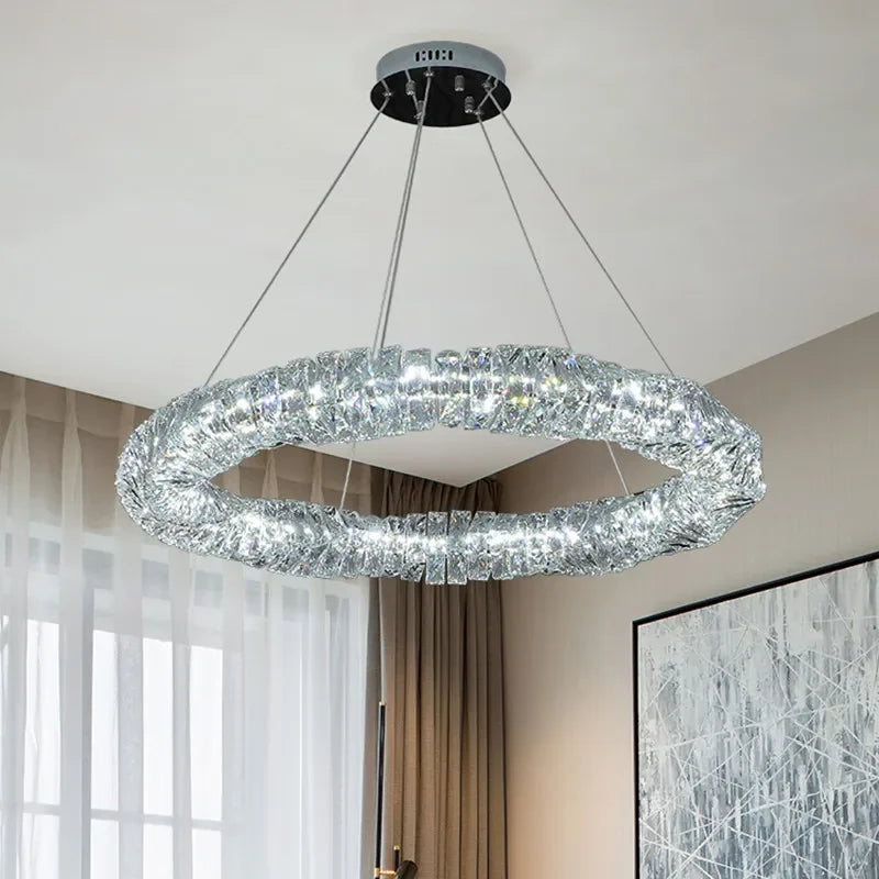 Decorbites™ Kristall-LED-Pendantleuchten | Dimmbare Ring-Hängeleuchte | Moderne Luxus-Dekorleuchten
