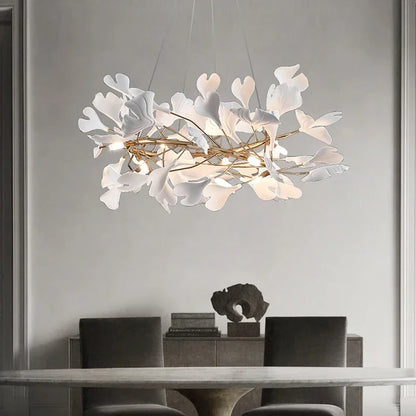 Decorbites™ Blattzweig-Keramik-Kronleuchter | Moderne goldene Leuchte für das Wohnzimmer