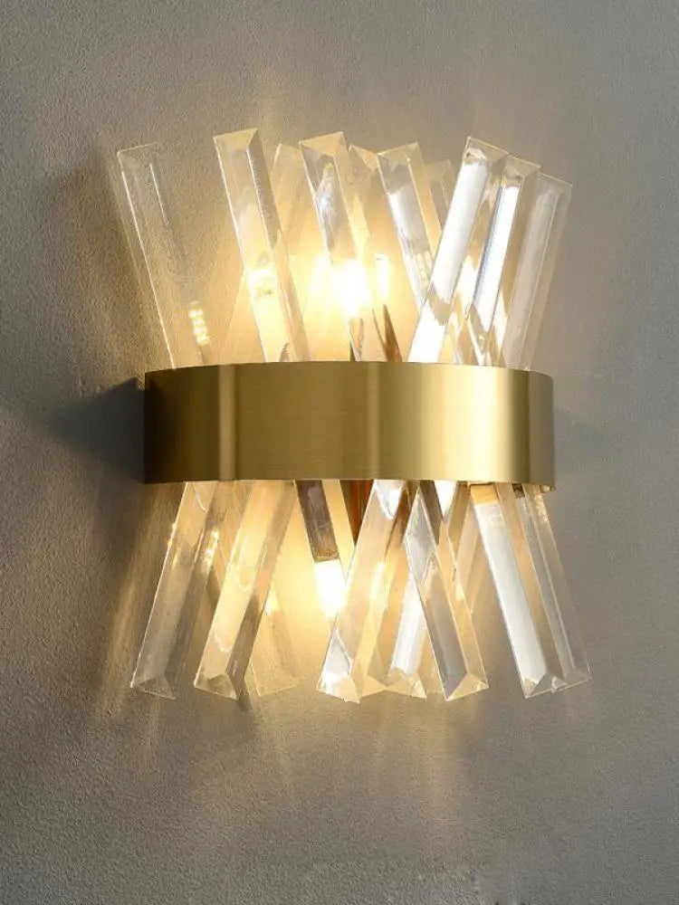 Decorbites™ Art-Deco-Edelstahl-Kristall-LED-Wandleuchte Schwarz Gold Schlafzimmer Flur