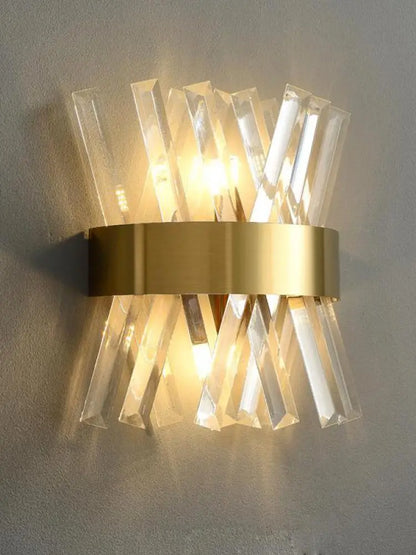 Decorbites™ Art-Deco-Edelstahl-Kristall-LED-Wandleuchte Schwarz Gold Schlafzimmer Flur