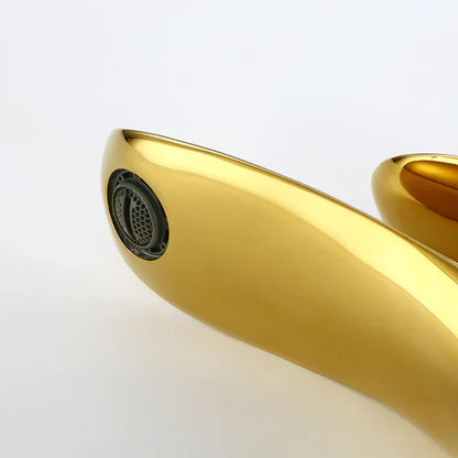 Decorbites™ Gold Beckenmischer Armatur Hoher Goldener Wasserfall Hahn für Waschbecken und Toilette