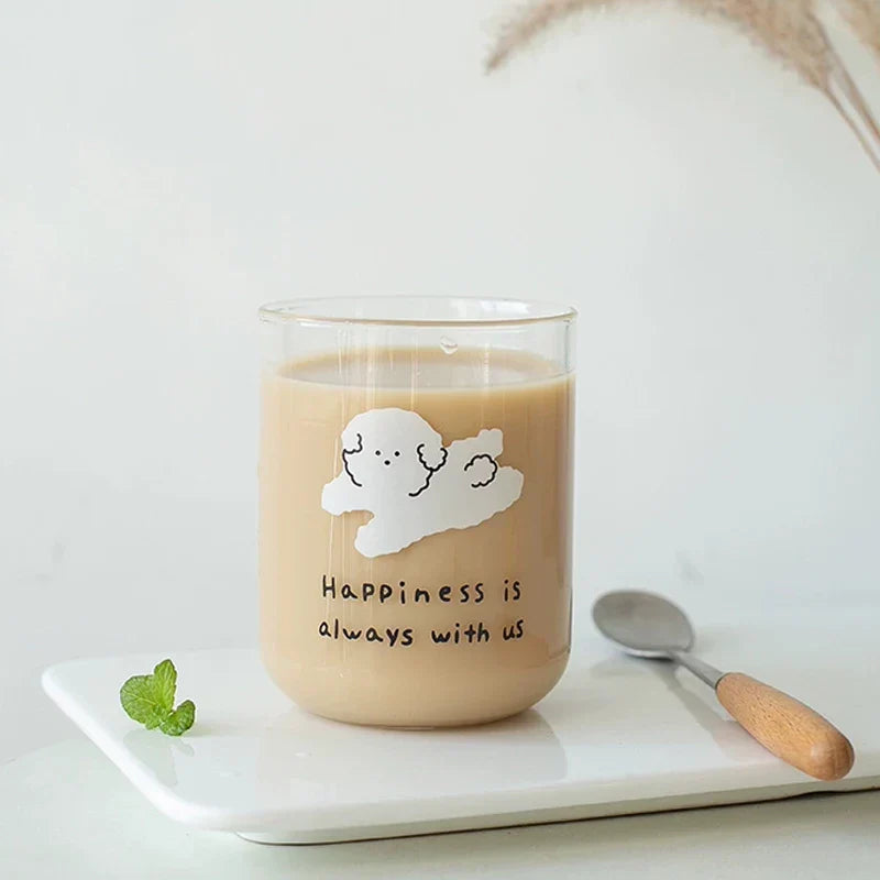 Decorbites™ Süßer Hund Glasbecher: Hitzebeständiges Cartoon-Kaffee-Milch-Saft-Trinkglas