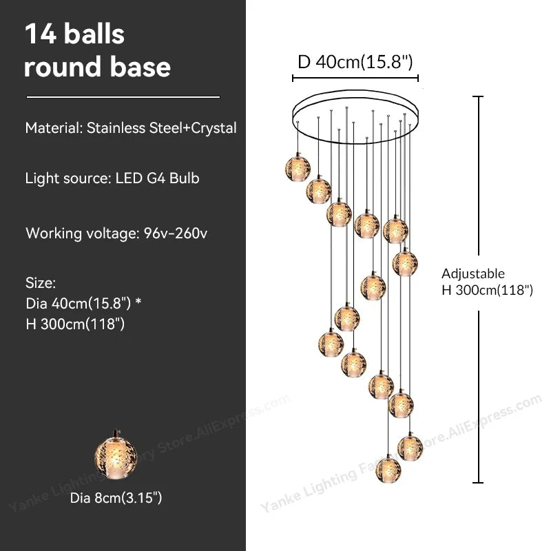Decorbites™ Kristall-Blase-Ball-Hängeleuchte für Heimdekoration und Gastgewerberäume