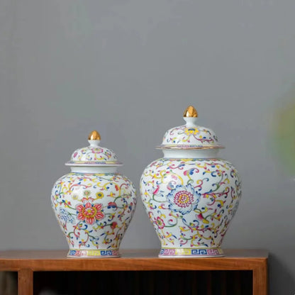 Decorbites™ Emailierter Porzellan-Teedose Ingwergefäß - Desktop-Aufbewahrungsbehälter