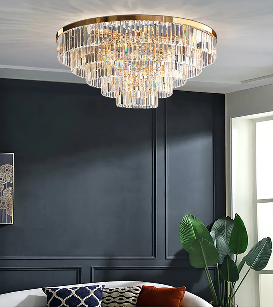 Gold Crystal Ceiling Fixture 60cm Diameter