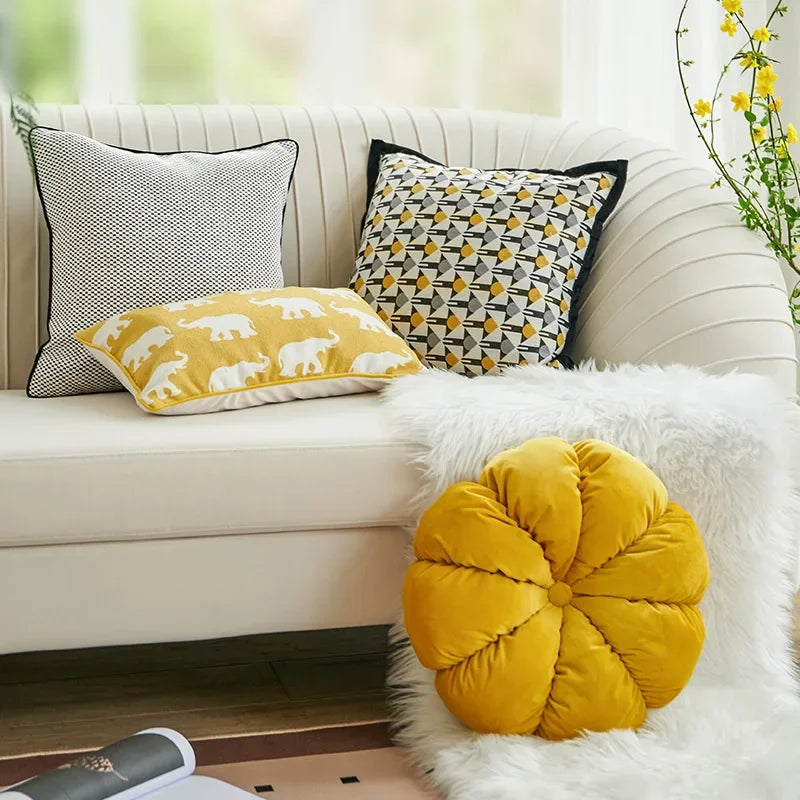 Decorbites™ Geometrisches Elefanten-Chenille-Kissenbezug, Weiches Franzen-Kissenbezug, Heimdekoration