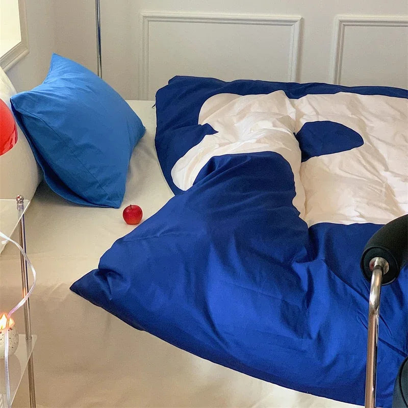 Decorbites™ Großer Blumenmuster-Druck auf Baumwoll-Satin Vollgröße Bettwäsche-Set