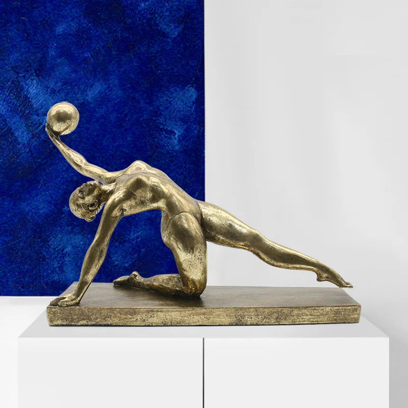 Decorbites™ Goldene Turner-Figur Ball-Dekoration Heimdekoration Harz-Handwerkskunst