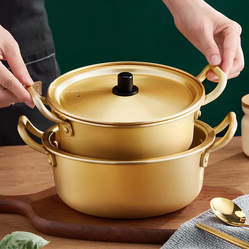 Decorbites™ Koreanischer Ramen-Kochtopf mit doppelten Henkeln, Suppentopf – Kompatibel mit Gasherd, für die Küche zu Hause