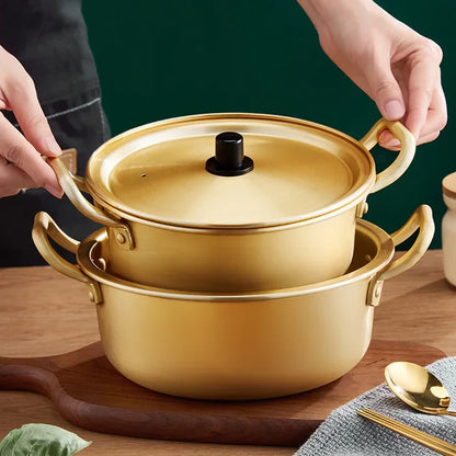 Decorbites™ Koreanischer Ramen-Kochtopf mit doppelten Henkeln, Suppentopf – Kompatibel mit Gasherd, für die Küche zu Hause