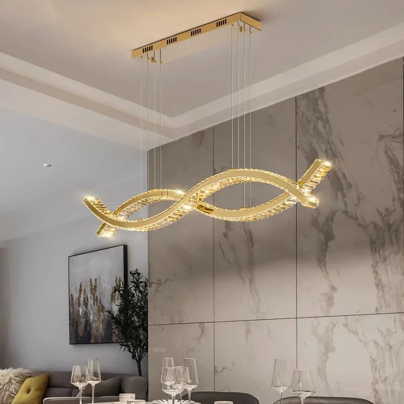 Decorbites™ Kristall-Streifen-Kronleuchter: Modernes minimalistisches Deckenlicht für künstlerische Innenraumbeleuchtung
