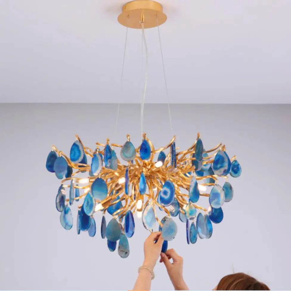 Decorbites™ Achat-Leuchter: Bunte LED-Beleuchtung für Eingangsbereich, Restaurant, Schlafzimmer – Verstellbares Kabel