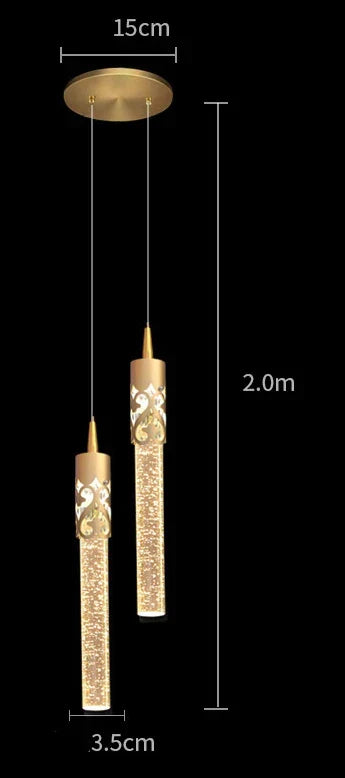 DecorBites™ Crystal LED Pendant Lamp Gold Black Chandelier for Dining Living Room