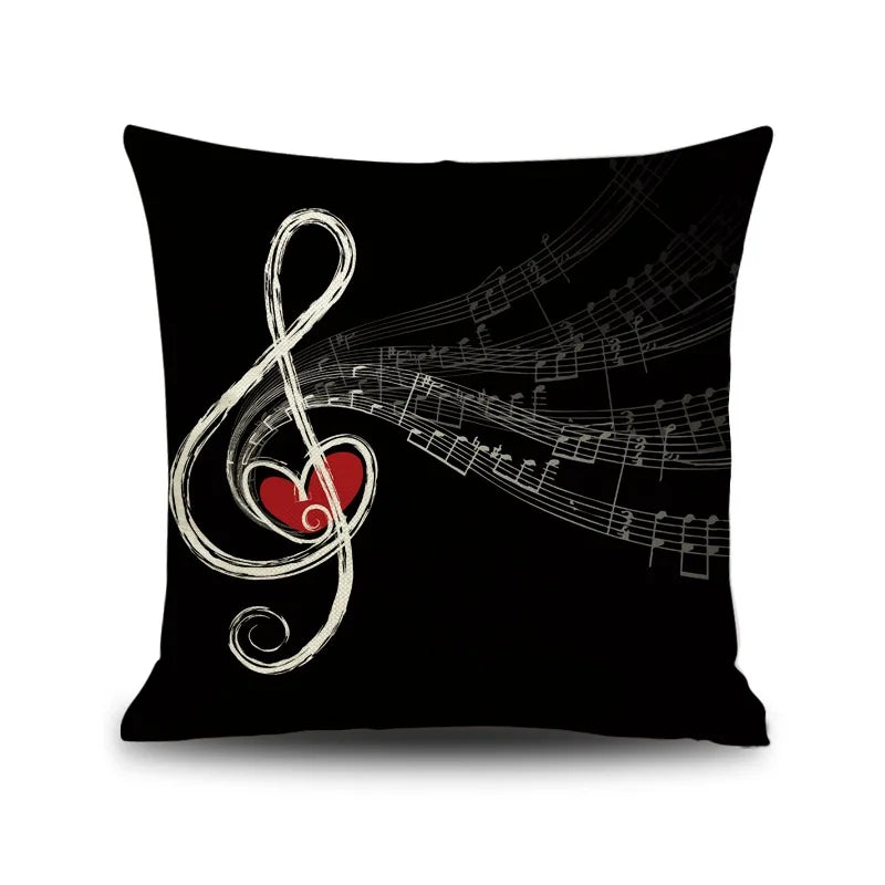 Decorbites™ Notenbrief Piano-Grafik-Druck Leinen-Kissenbezug 45x45cm Wohnzimmer-Dekoration