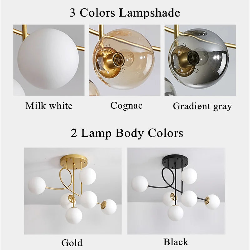 Decorbites™ Glas-Kugeln-LED-Deckenleuchter – Moderne nordische Pendelleuchte für das Wohnzimmer