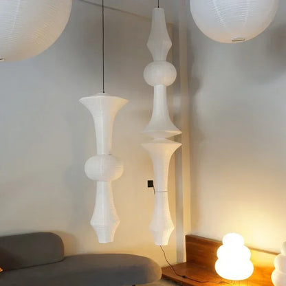 Decorbites™ Japanisches Baumwollpapier-Pendant-Lampen Wabi-Sabi-Kronleuchter mit E27-Birnen