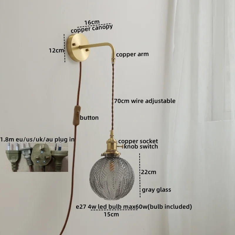 Decorbites™ Graue Glas LED Wandleuchte für Heimdekoration, Schlafzimmer, Wohnzimmer – Nordisches Design