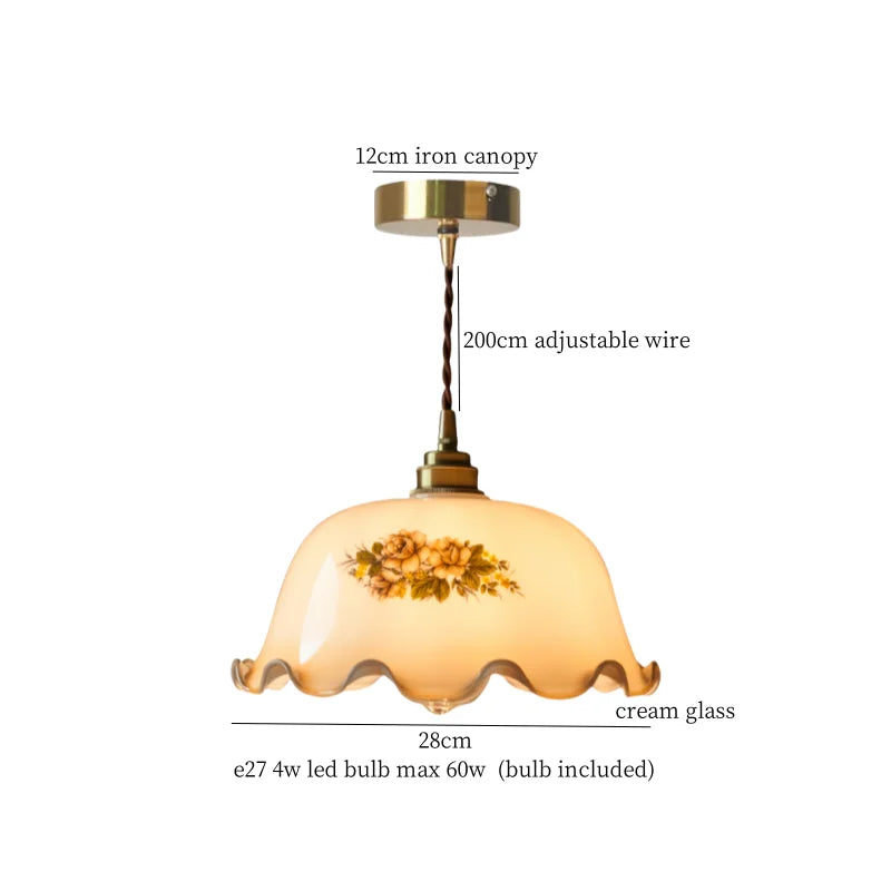 Decorbites™ Creme-Spitzen-Glas-LED-Hängeleuchte: Vintage-Messing-Loft-Café-Bar, Wohnzimmer-Dekoration
