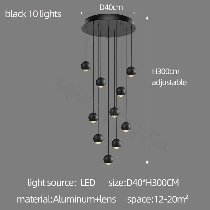 Metal Globe Lens Chandelier